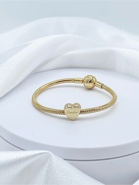 Yellow Gold Personalized Name Heart Bracelet Charm (Your Name)